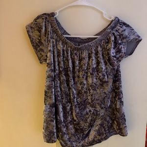 Crushed velvet off-the-shoulder top